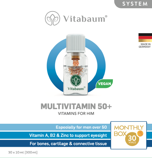 Multivitamin 50+ For Him - Monthly supply - pack of 30 vials - 10ml - Vitabaum®