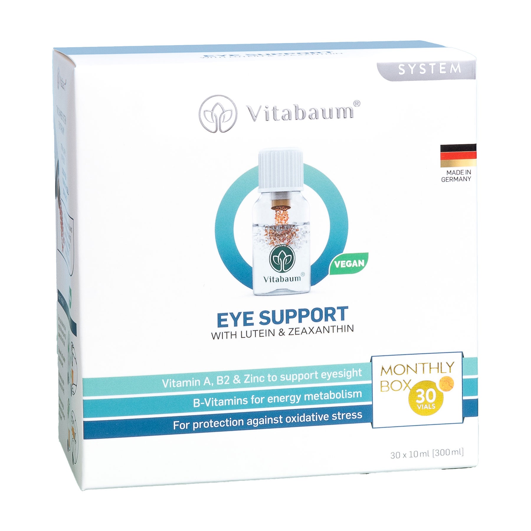 Eye Support with Lutein & Zeaxanthin - Monthly supply - pack of 30 vials - 10ml - Vitabaum®