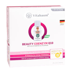 Coenzyme Q10 with 5 B-Vitamins & Lycopene - Monthly supply - pack of 30 vials - 10ml - Vitabaum®