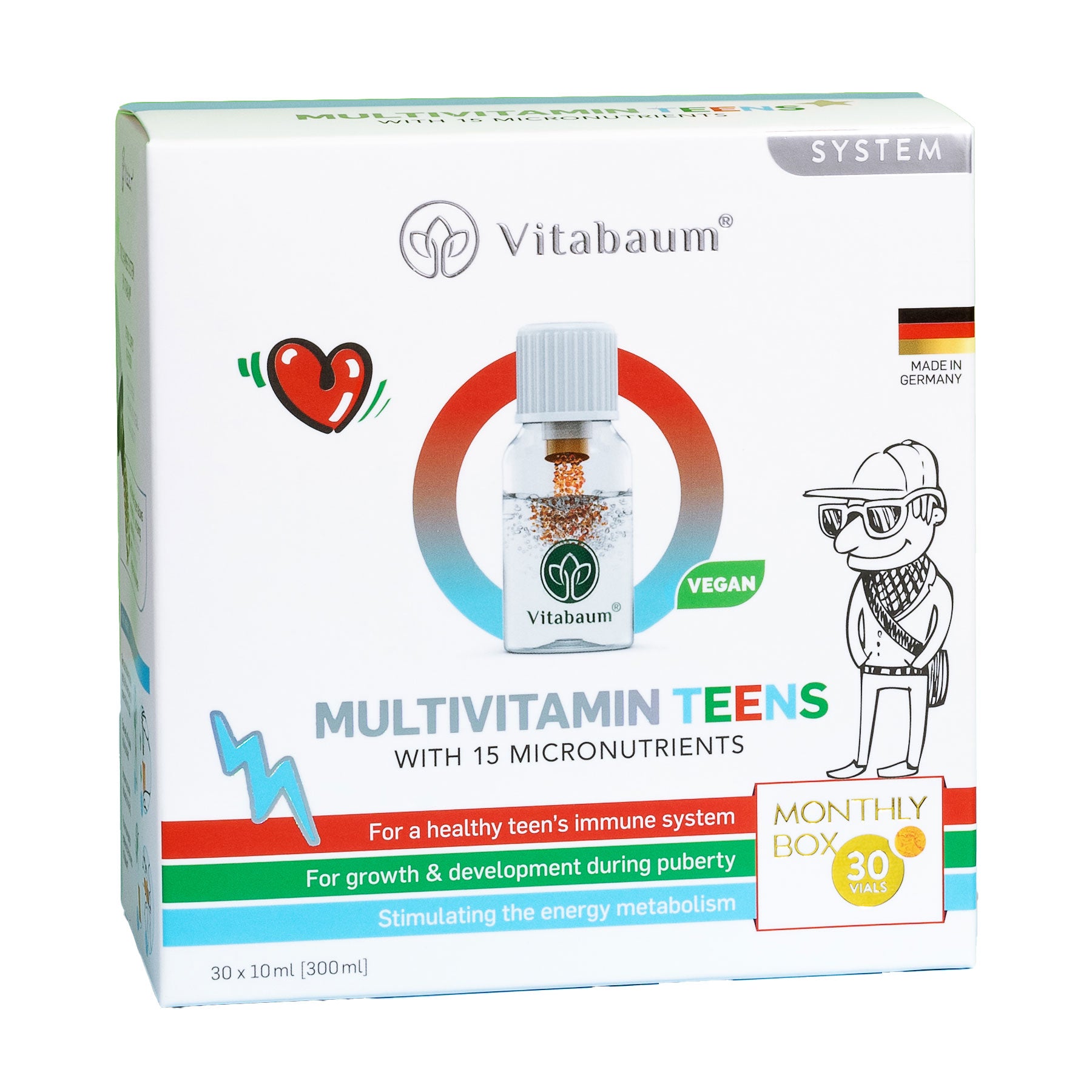 Multivitamin Teens - Monthly supply - pack of 30 vials - 10ml - Vitabaum®